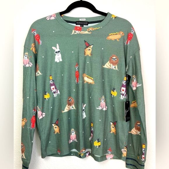 PJ Salvage NWT Lazy Bones Halloween Dogs in Costumes Thermal Top soo cute!! - Picture 1 of 9